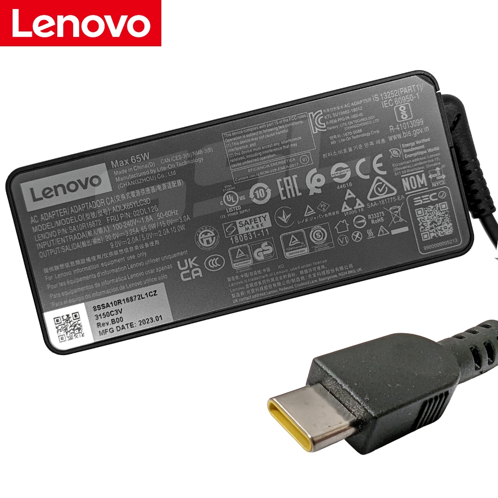 CARGADOR LENOVO DE 20V. 3.25A 65W PUNTA USB TIPO C